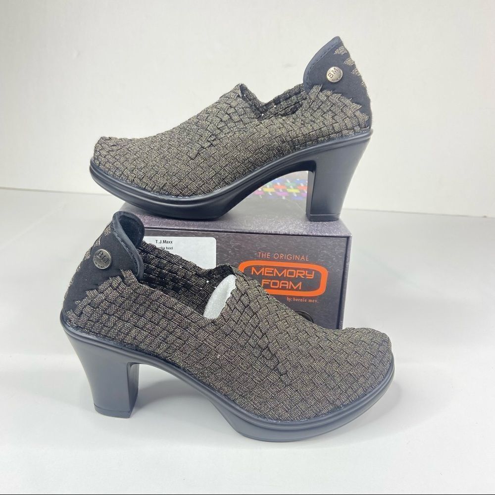 Bernie Mev. Shootie Slip-On Size 36 Gold Black Shimmer